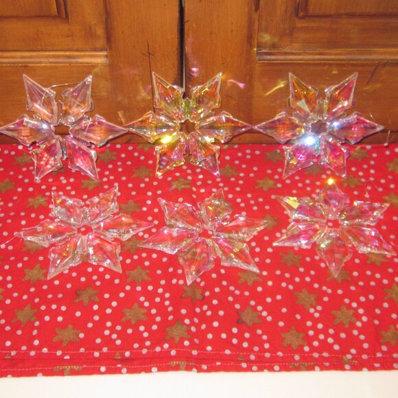 Kurt Adler Snowflake Ornaments Iridescent Clear Acrylic - Picture 1 of 2